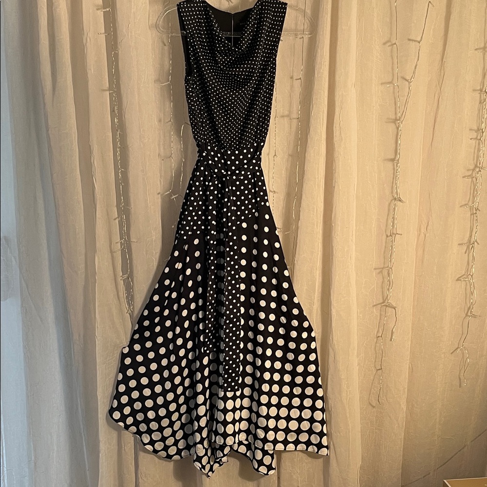 Banana Republic Black and White Picture Polka Dot Dress